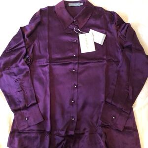 Ravella Deep Purple 100% Silk Blouse New with box & tags